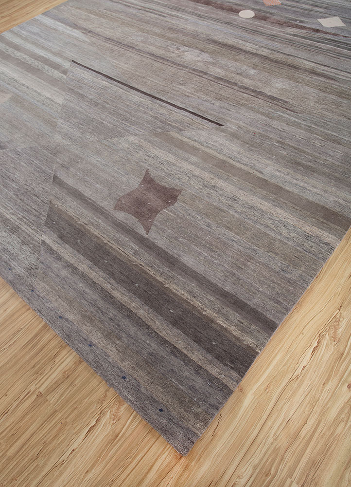 freedom manchaha grey and black wool and silk hand knotted Rug - FloorShot