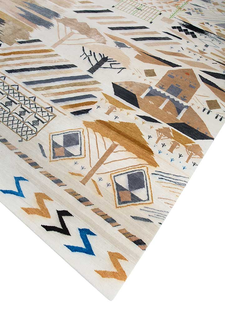 freedom manchaha beige and brown wool and silk hand knotted Rug - FloorShot