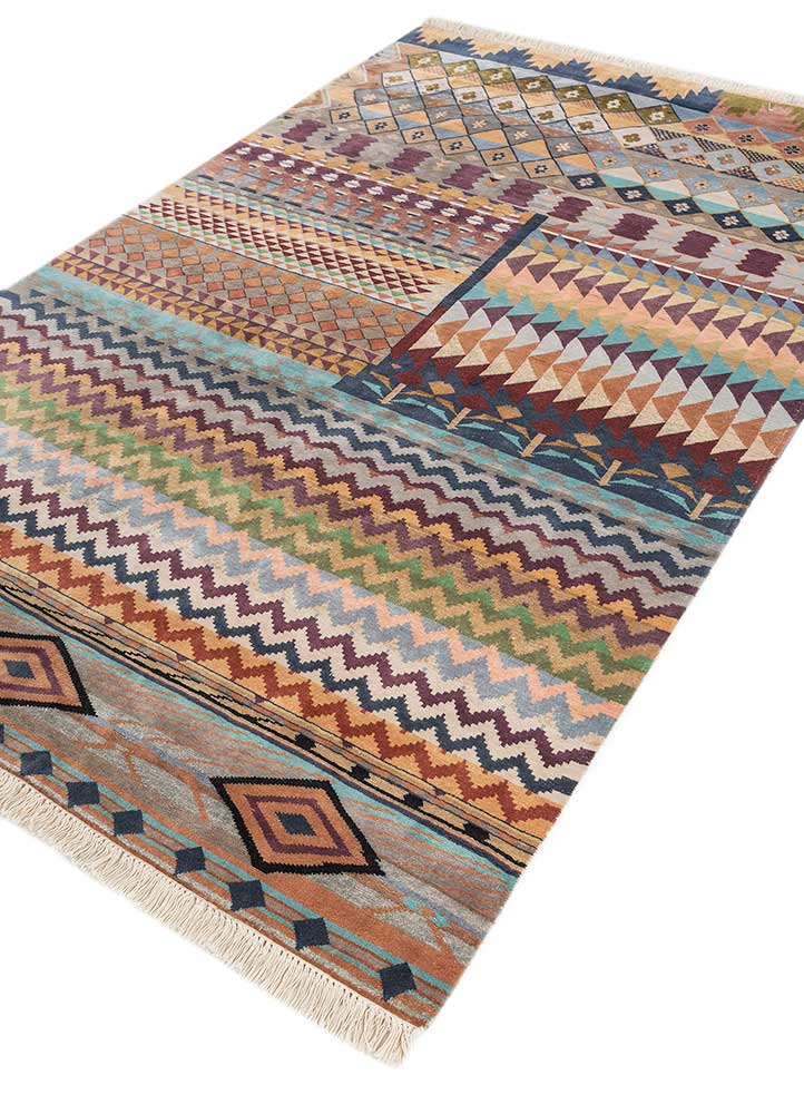 manchaha grey and black silk hand knotted Rug - FloorShot