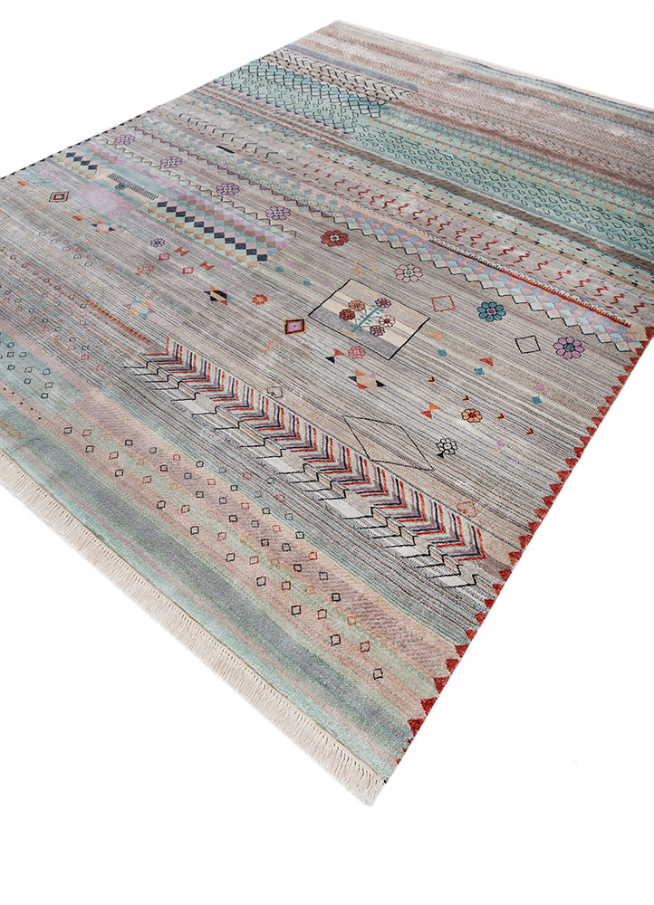 freedom manchaha blue silk hand knotted Rug - FloorShot