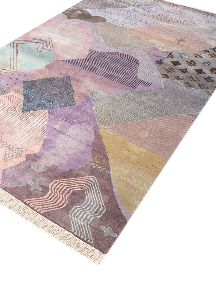 manchaha red and orange silk hand knotted Rug - FloorShot
