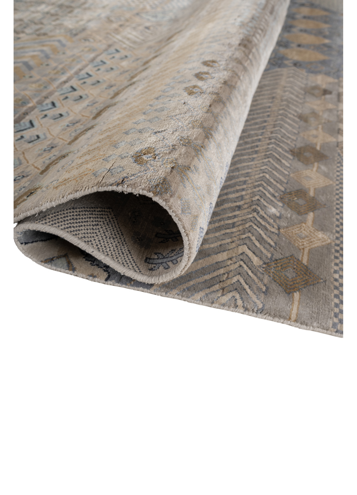 manchaha grey and black silk hand knotted Rug - FloorShot