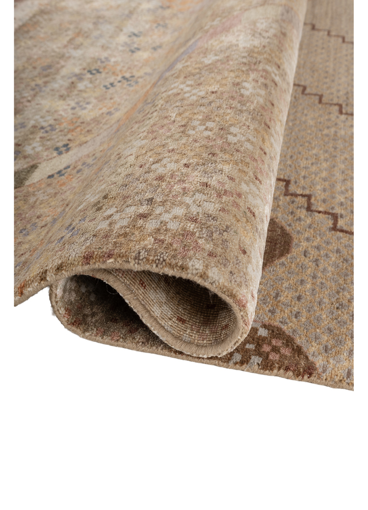 manchaha gold wool and silk hand knotted Rug - FloorShot