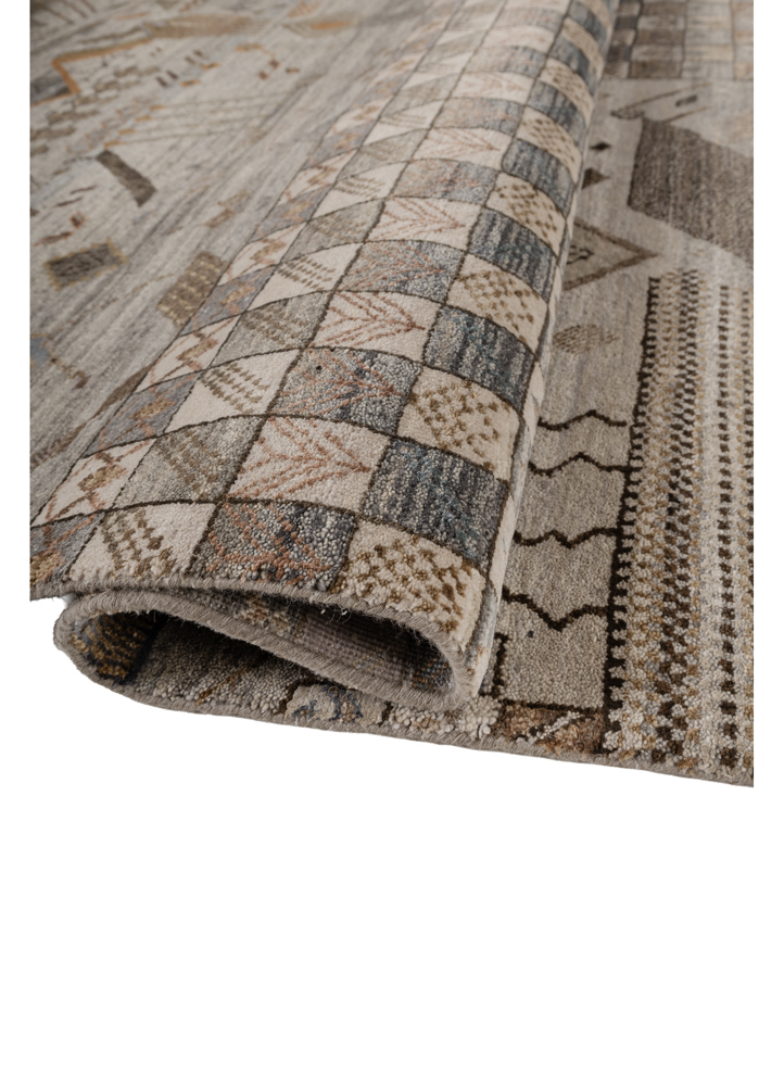 manchaha grey and black wool and silk hand knotted Rug - FloorShot