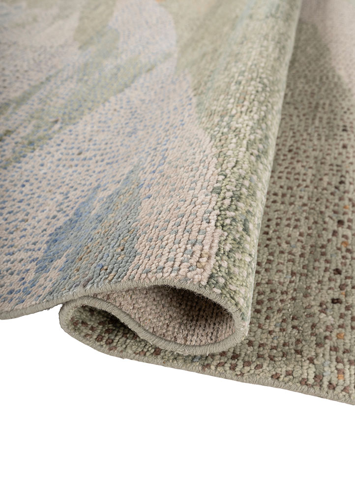 kavi x manchaha green wool hand knotted Rug - FloorShot