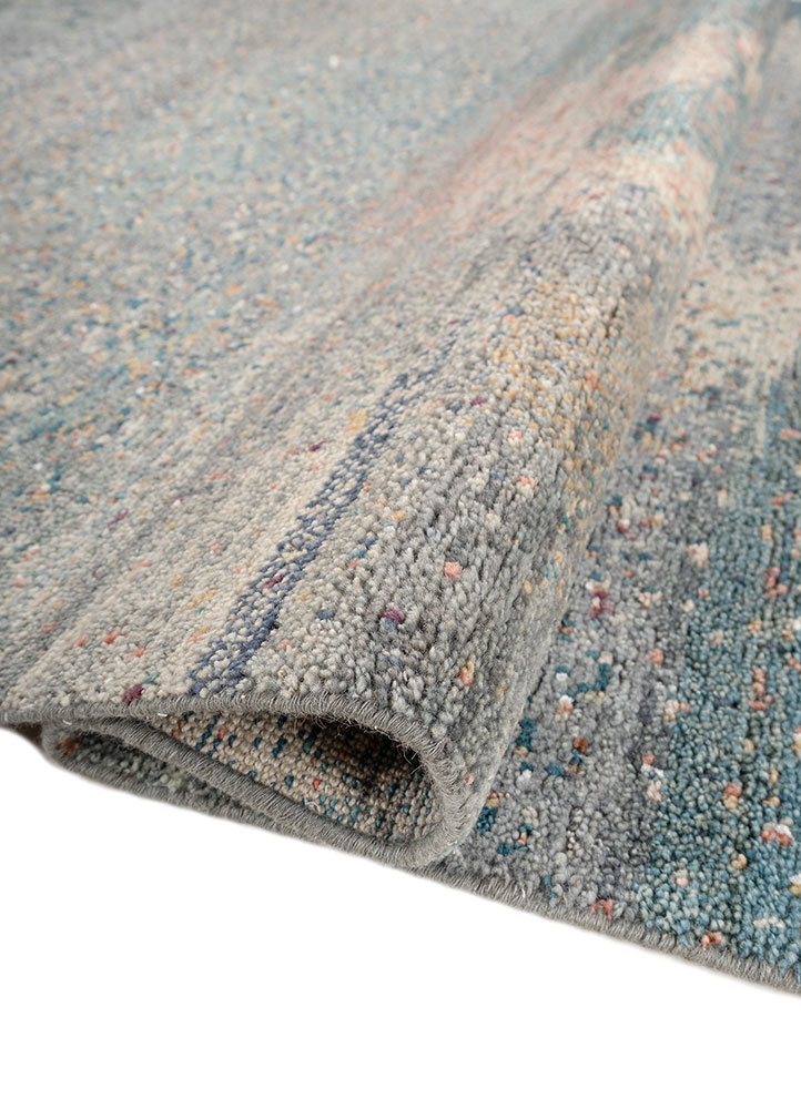 kavi x manchaha blue wool hand knotted Rug - FloorShot