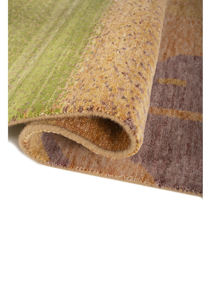 kavi x manchaha gold wool hand knotted Rug - FloorShot