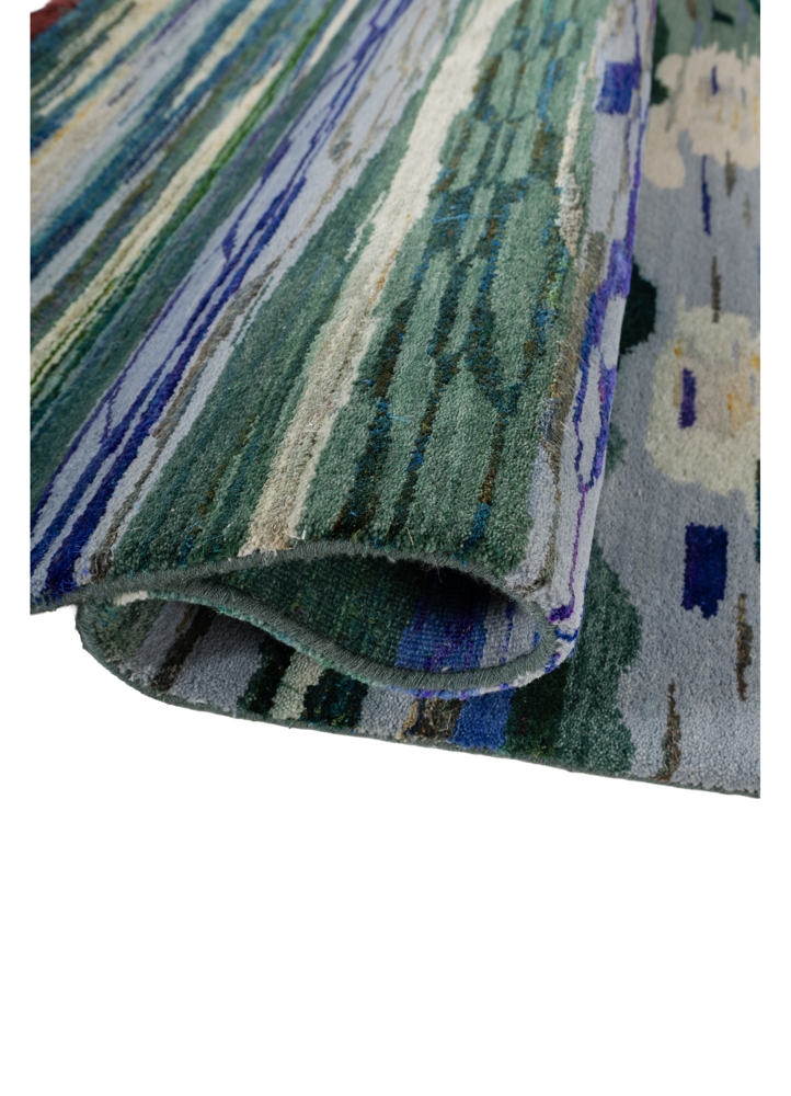 kavi x manchaha blue wool hand knotted Rug - FloorShot