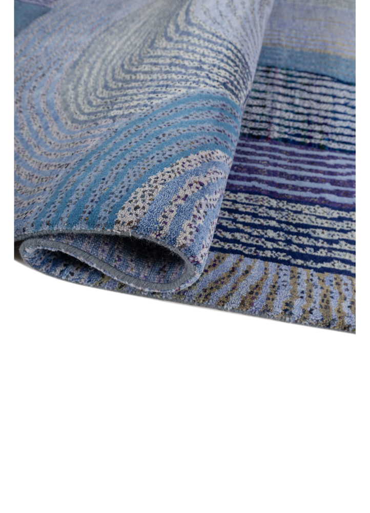 kavi x manchaha blue wool hand knotted Rug - FloorShot