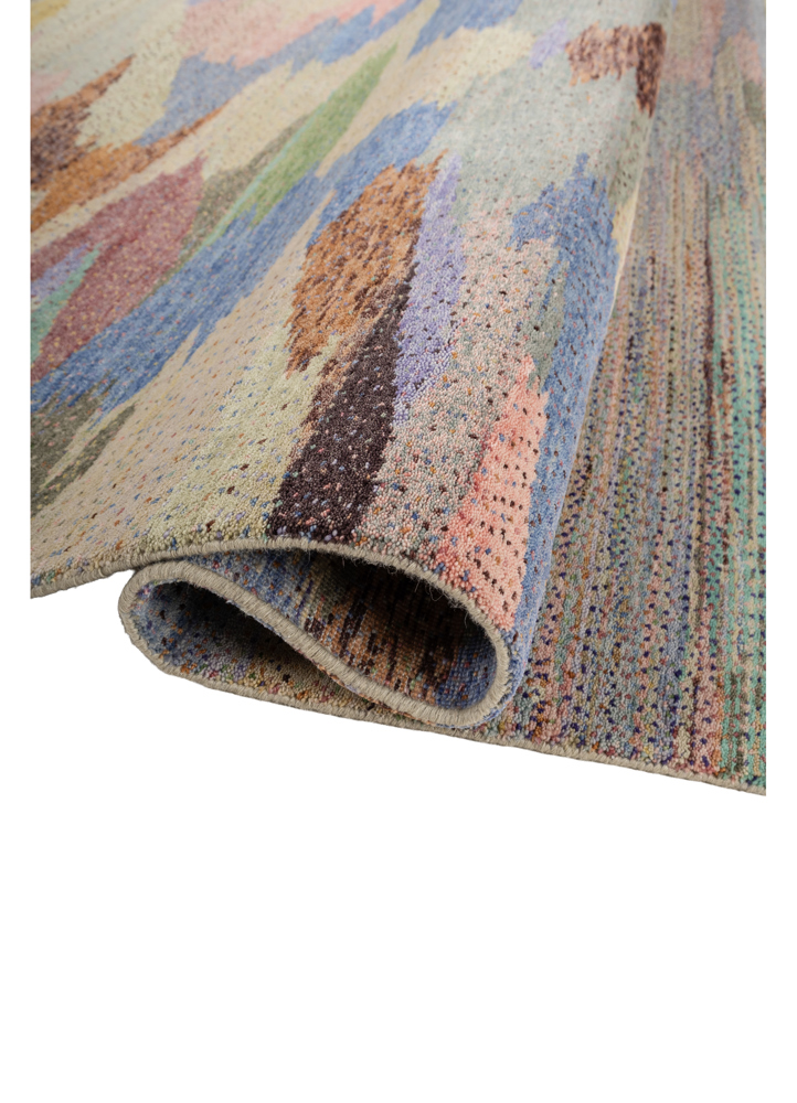 kavi x manchaha pink and purple wool hand knotted Rug - FloorShot