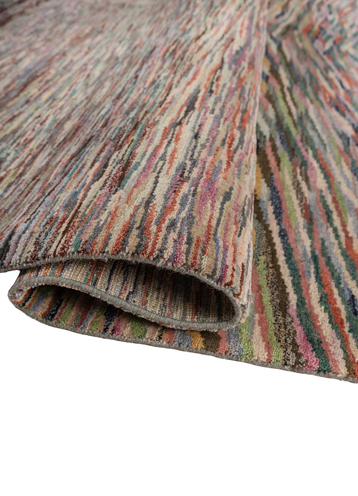 kavi x manchaha beige and brown wool hand knotted Rug - FloorShot