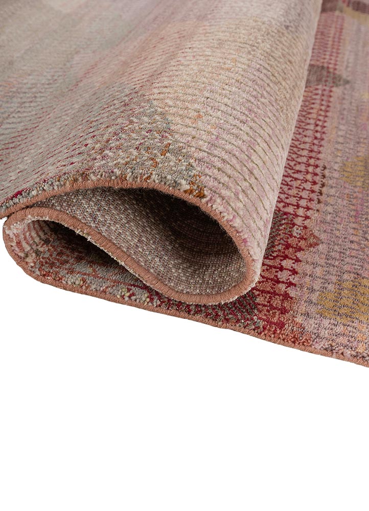 kavi x manchaha pink and purple wool hand knotted Rug - FloorShot