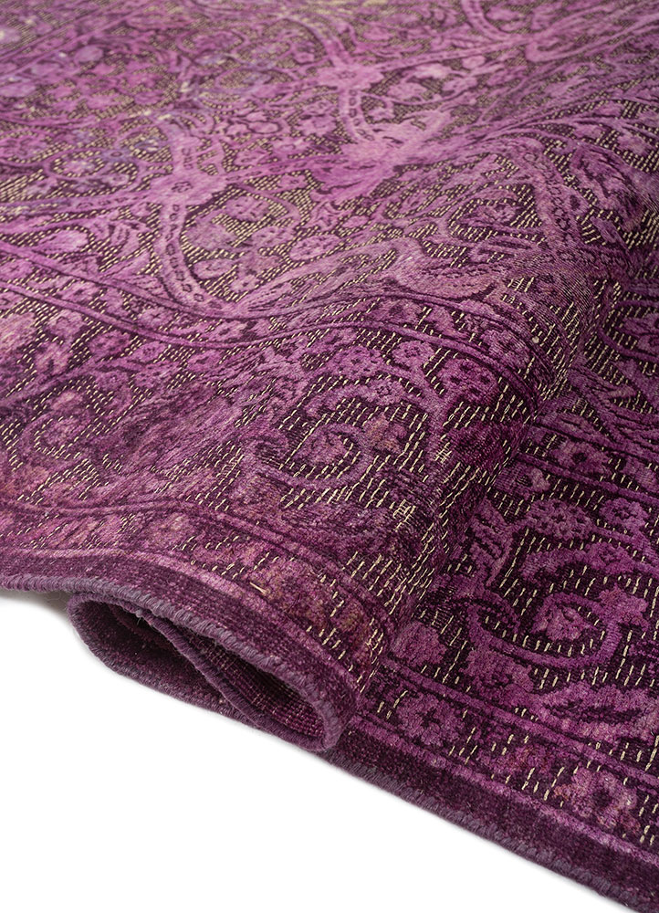 lacuna pink and purple wool and silk hand knotted Rug - FloorShot