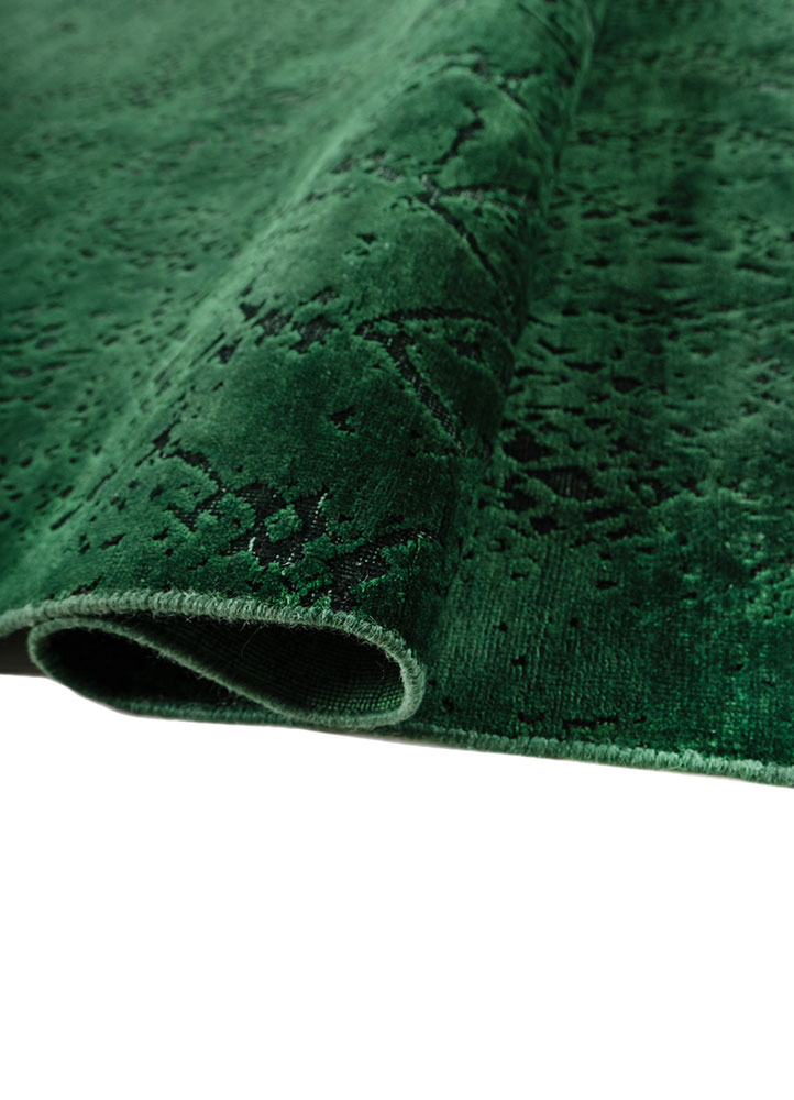 lacuna green wool and silk hand knotted Rug - FloorShot
