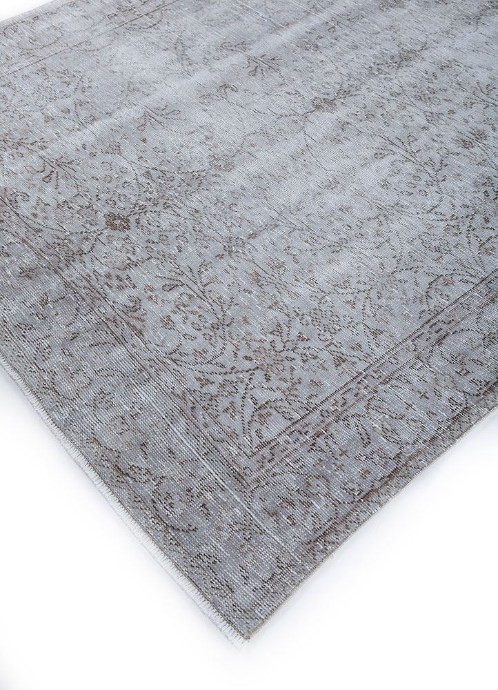 vintage grey and black wool hand knotted Rug - FloorShot