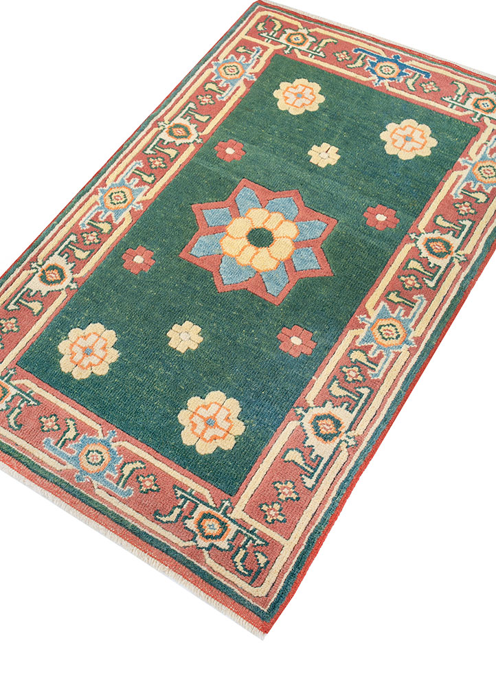 nuray green wool hand knotted Rug - FloorShot