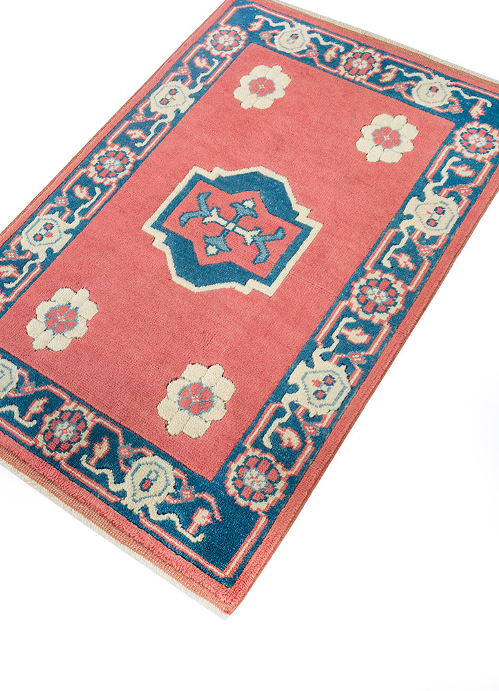 nuray red and orange wool hand knotted Rug - FloorShot