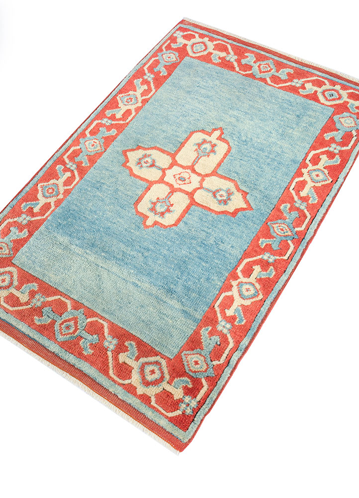 nuray blue wool hand knotted Rug - FloorShot
