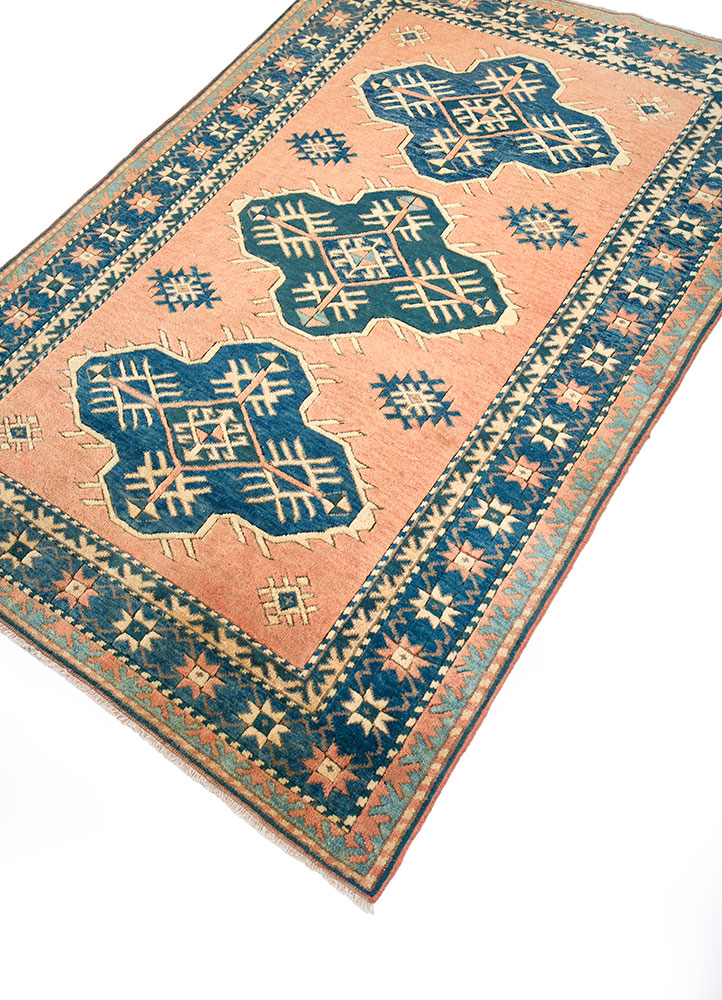 nuray red and orange wool hand knotted Rug - FloorShot