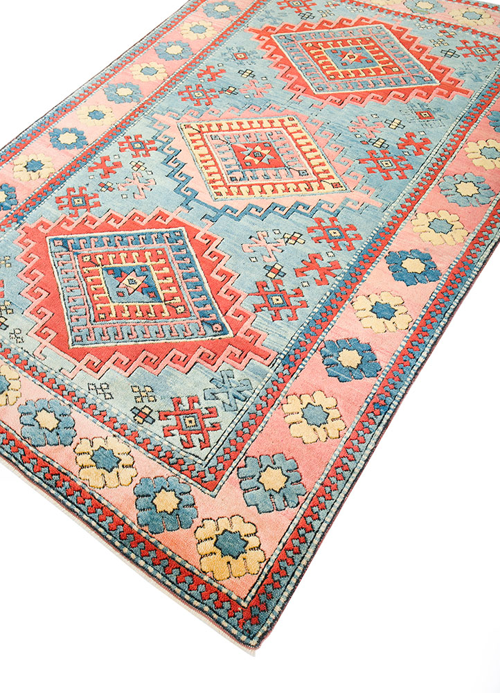 nuray blue wool hand knotted Rug - FloorShot