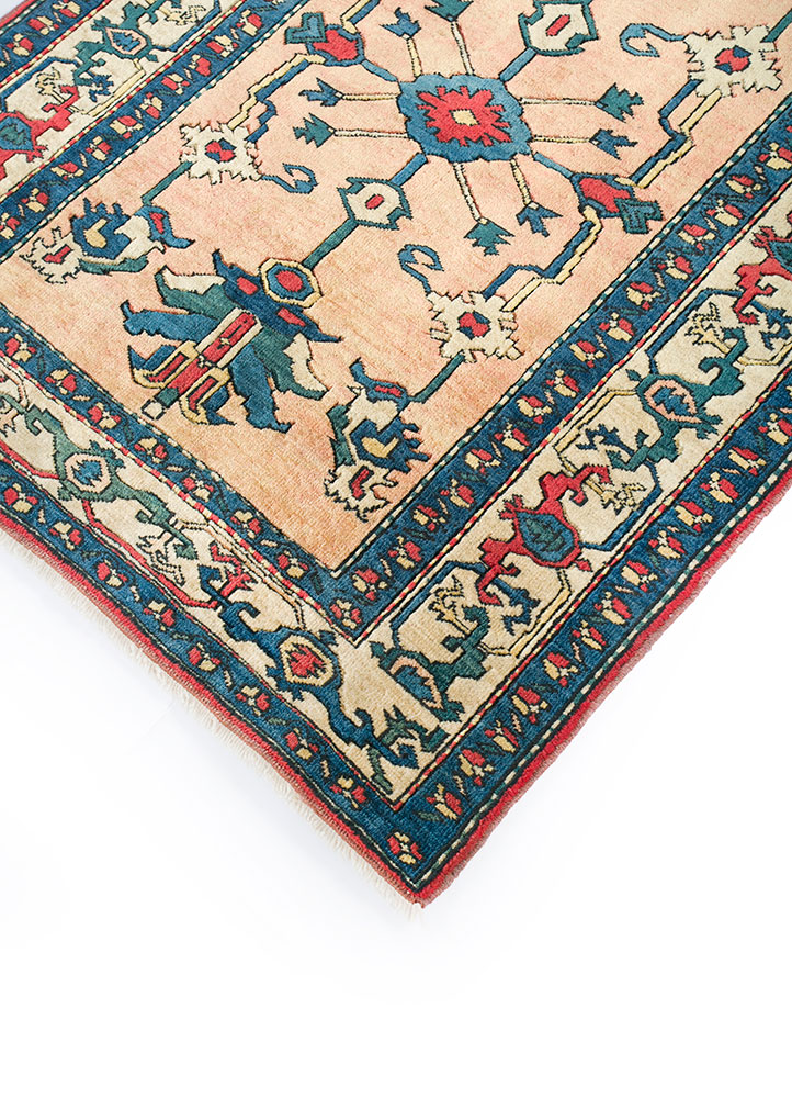 nuray red and orange wool hand knotted Rug - FloorShot