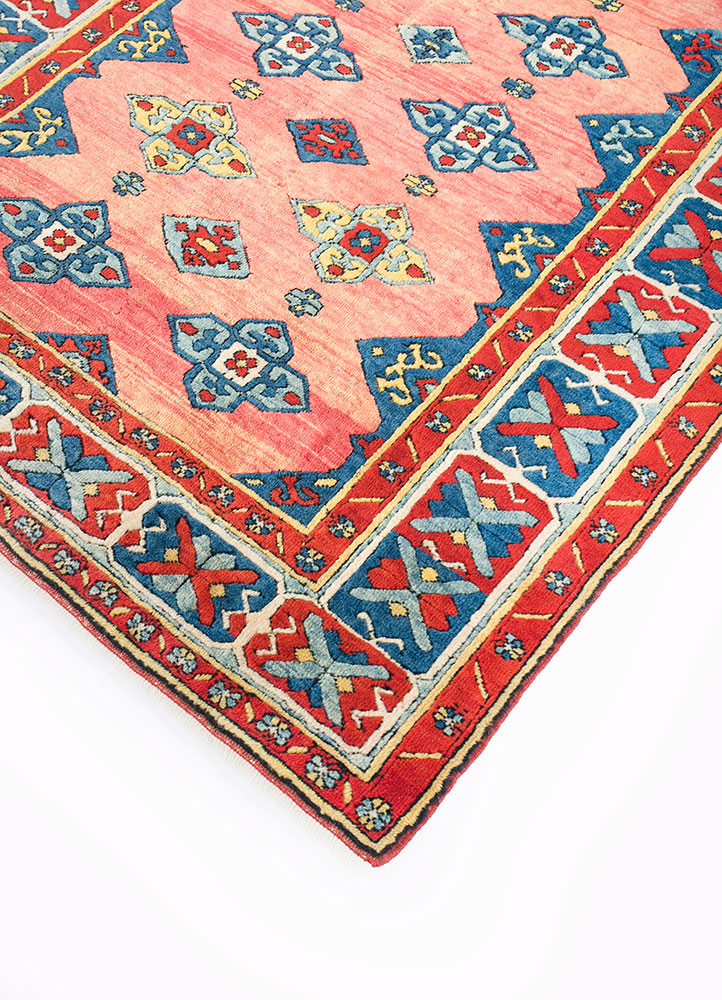 nuray red and orange wool hand knotted Rug - FloorShot