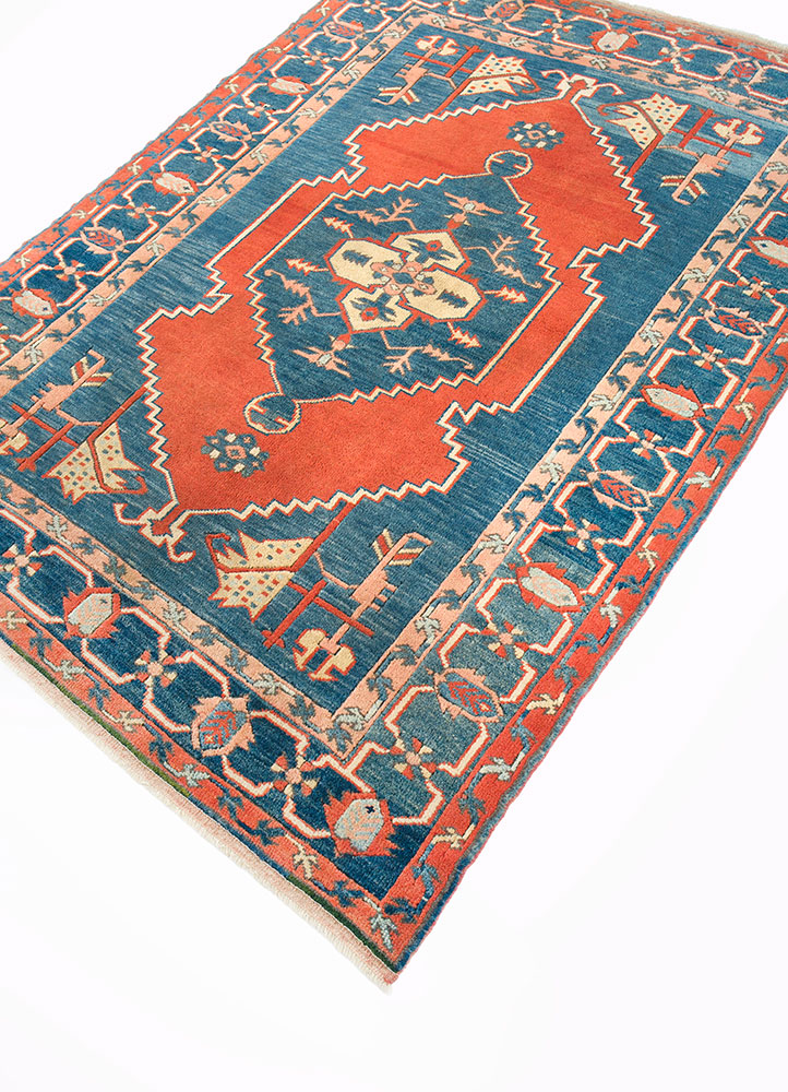 nuray blue wool hand knotted Rug - FloorShot