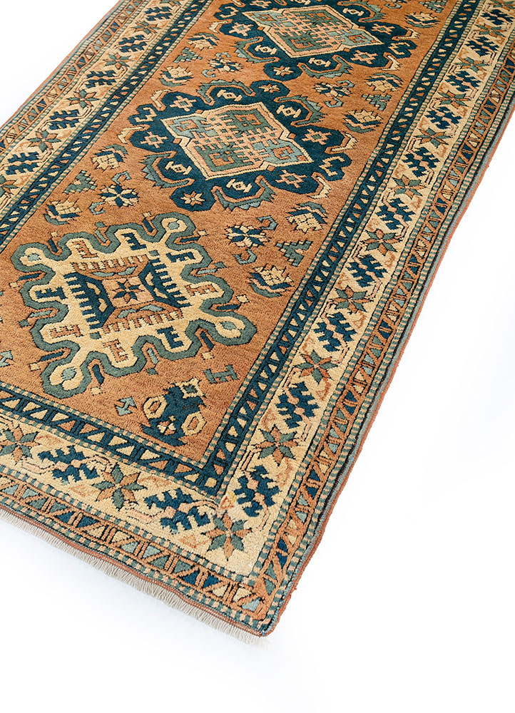 nuray red and orange wool hand knotted Rug - FloorShot