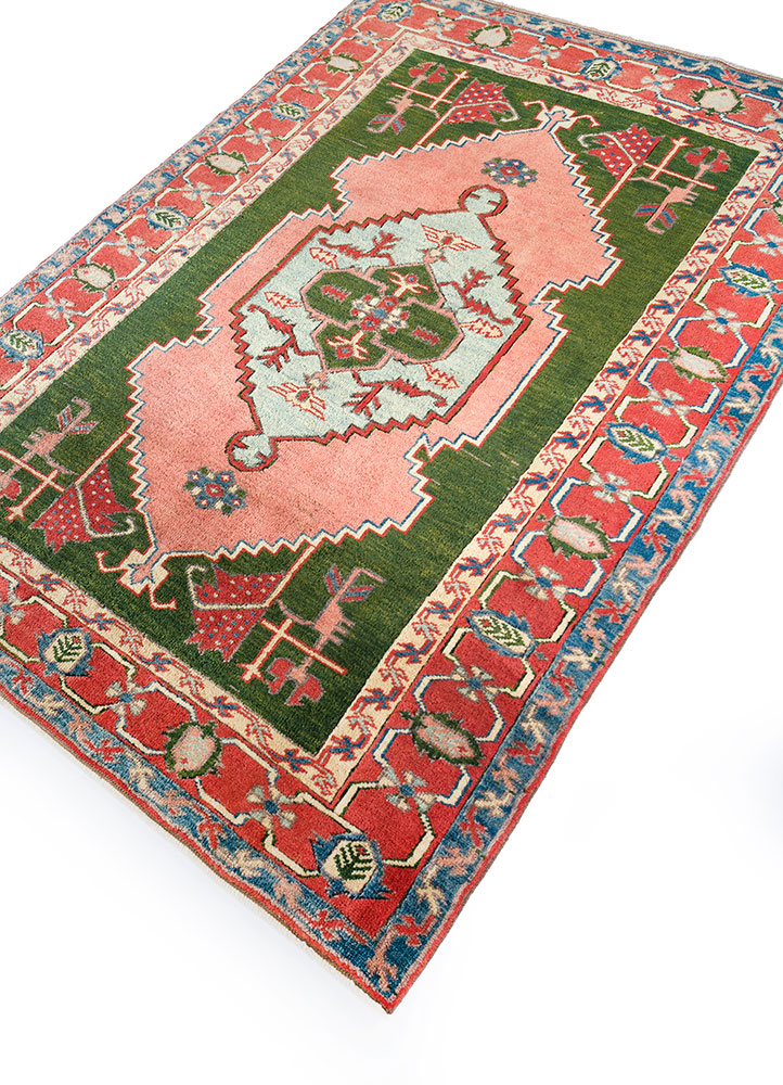 nuray green wool hand knotted Rug - FloorShot