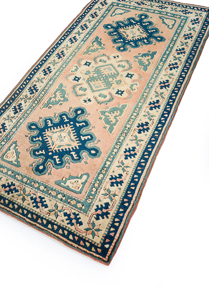 nuray red and orange wool hand knotted Rug - FloorShot