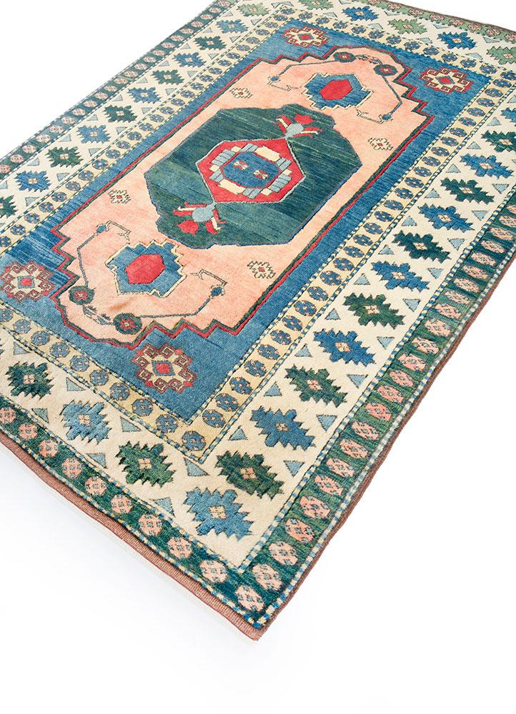 nuray blue wool hand knotted Rug - FloorShot