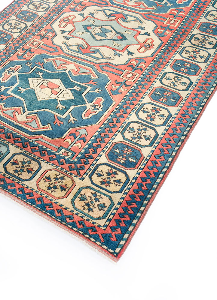 nuray red and orange wool hand knotted Rug - FloorShot