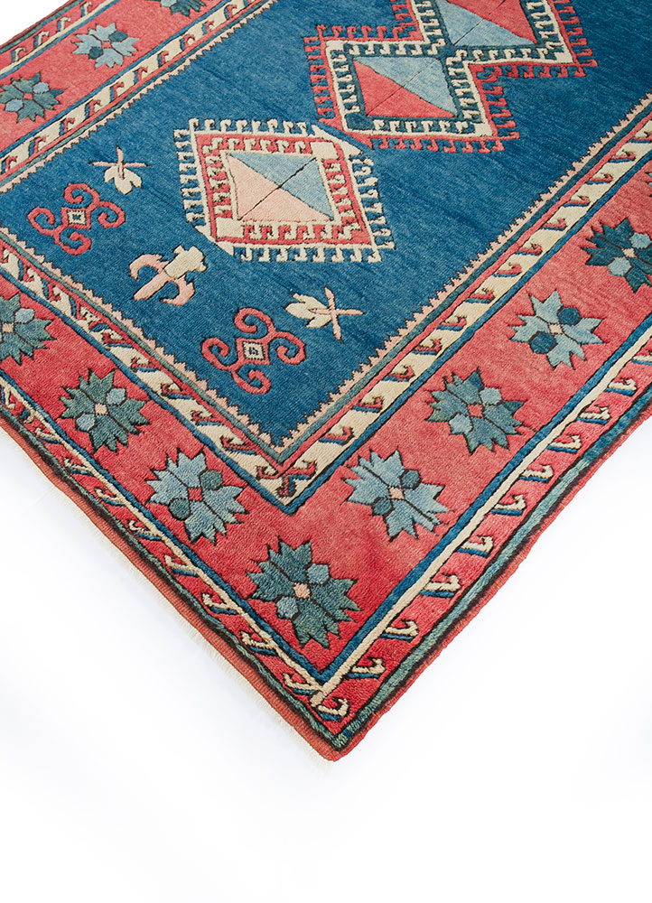 nuray red and orange wool hand knotted Rug - FloorShot