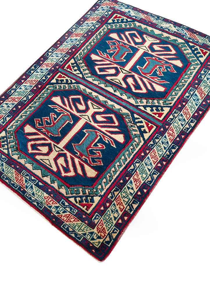 nuray blue wool hand knotted Rug - FloorShot
