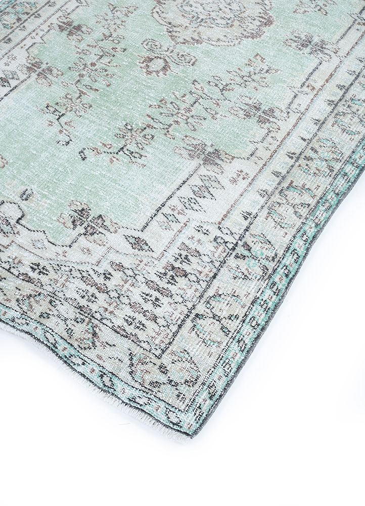 vintage blue wool hand knotted Rug - FloorShot