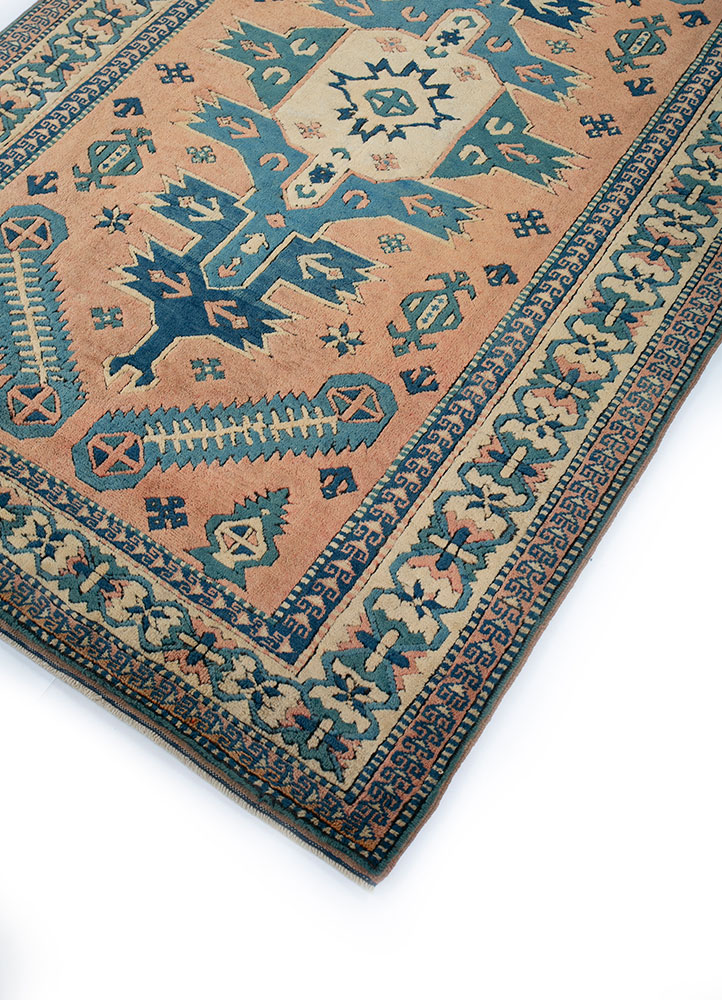 nuray red and orange wool hand knotted Rug - FloorShot