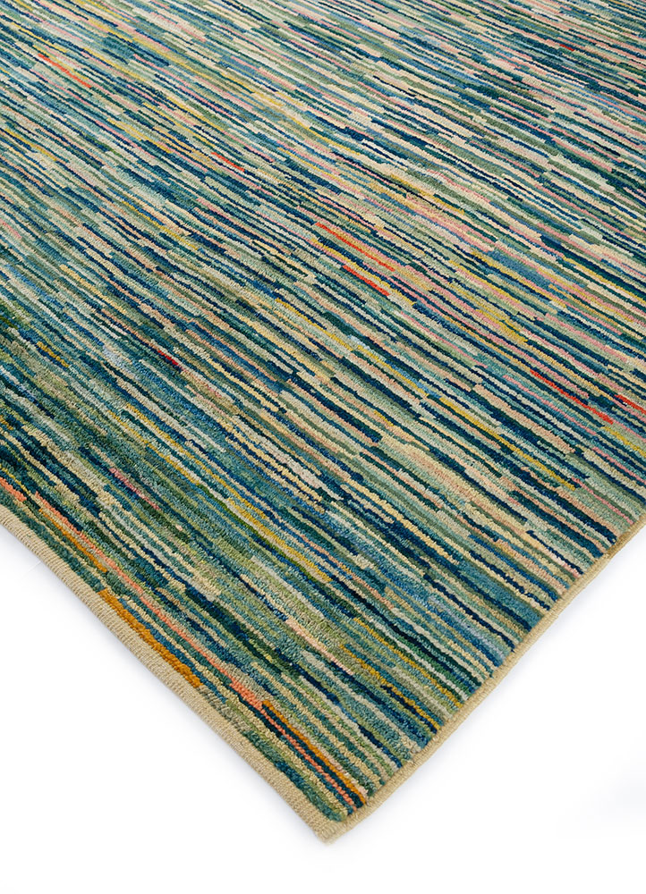 nuray green wool hand knotted Rug - FloorShot
