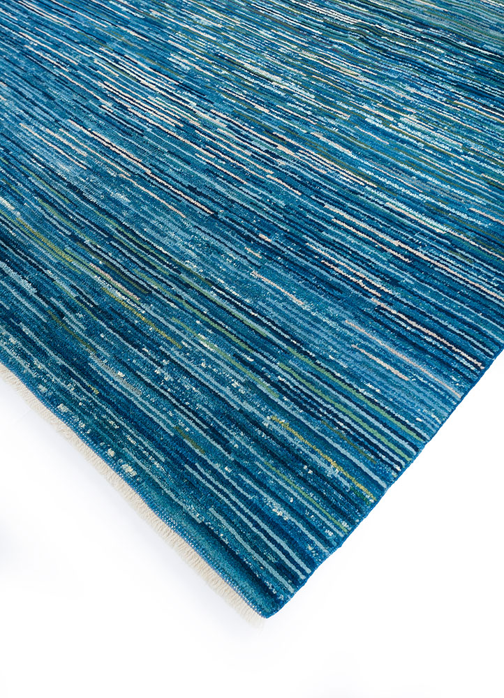 nuray blue wool hand knotted Rug - FloorShot