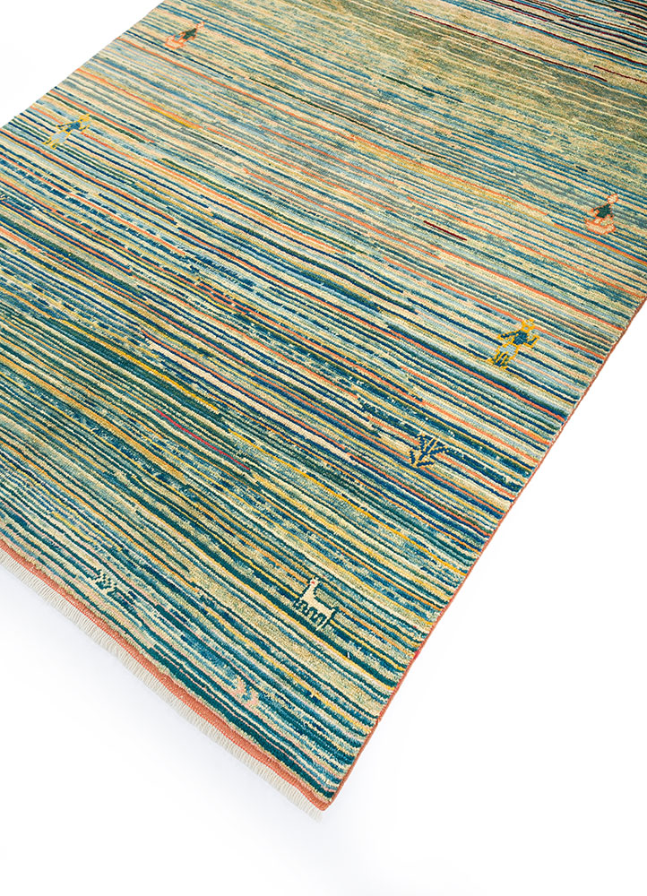 nuray green wool hand knotted Rug - FloorShot