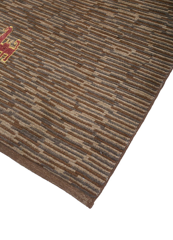 nuray beige and brown wool hand knotted Rug - FloorShot