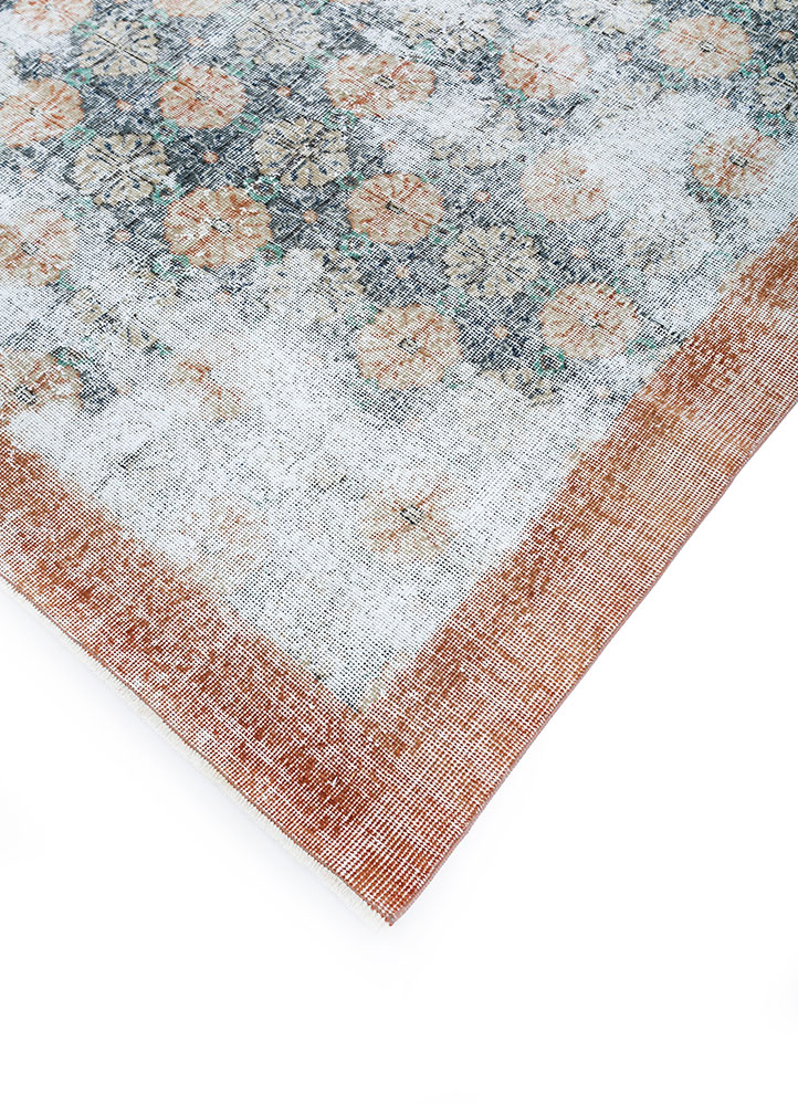 vintage grey and black wool hand knotted Rug - FloorShot