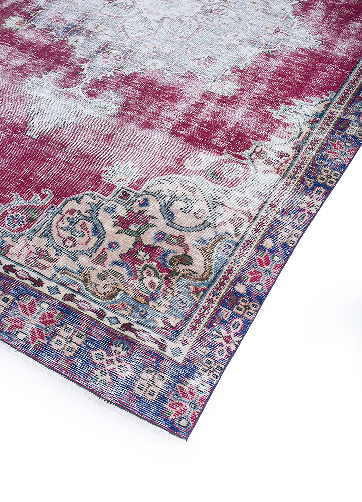 vintage red and orange wool hand knotted Rug - FloorShot