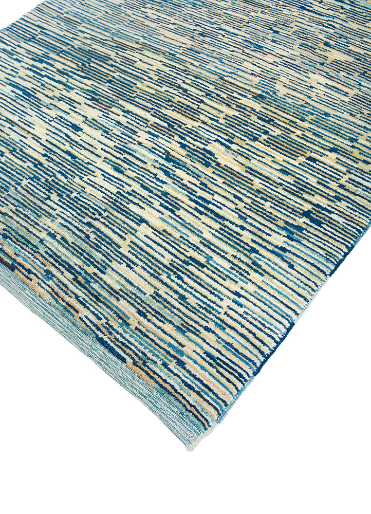 nuray blue wool hand knotted Rug - FloorShot
