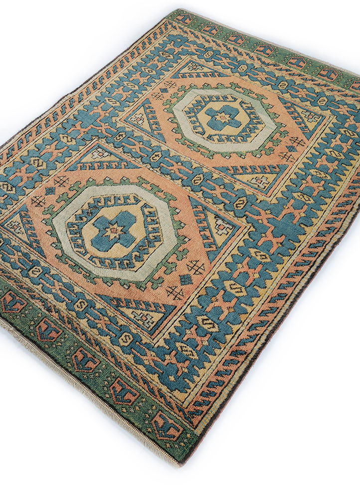 nuray blue wool hand knotted Rug - FloorShot