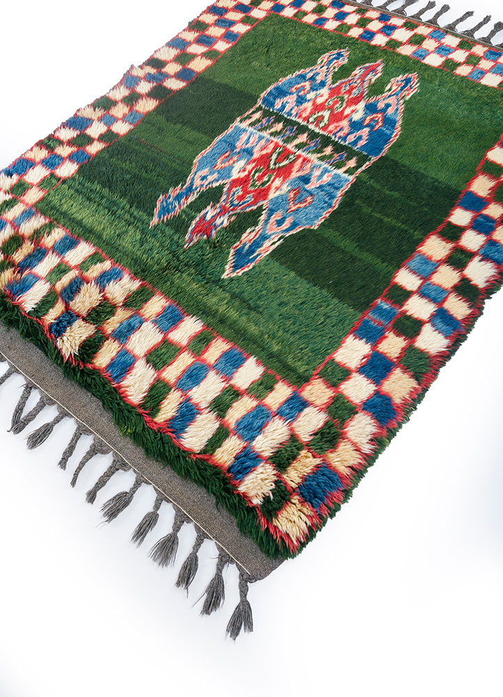 nuray green wool hand knotted Rug - FloorShot