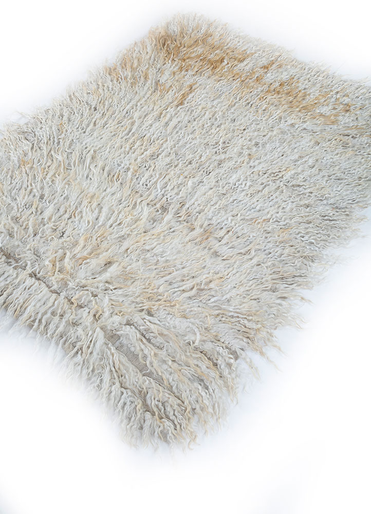 zuri ivory wool hand knotted Rug - FloorShot