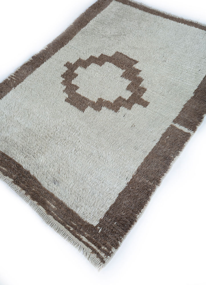 nuray beige and brown wool hand knotted Rug - FloorShot