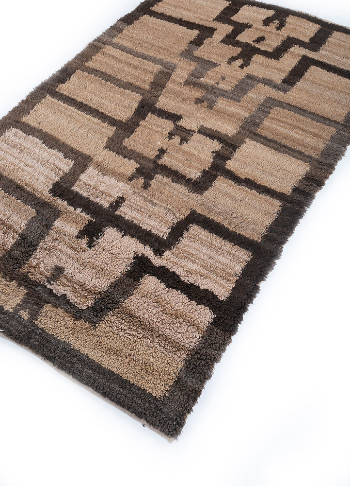 nuray beige and brown wool hand knotted Rug - FloorShot
