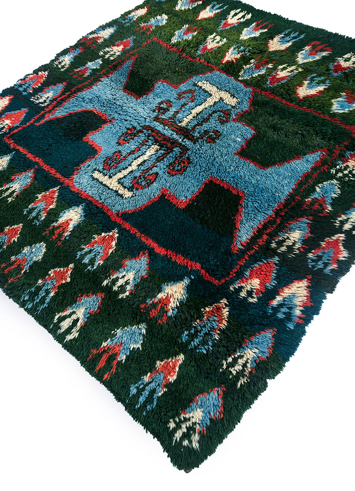 nuray green wool hand knotted Rug - FloorShot