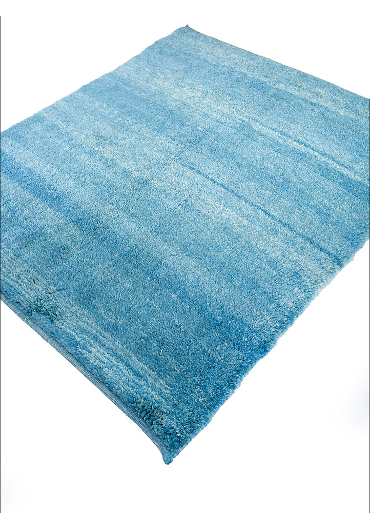 zuri blue wool hand knotted Rug - FloorShot